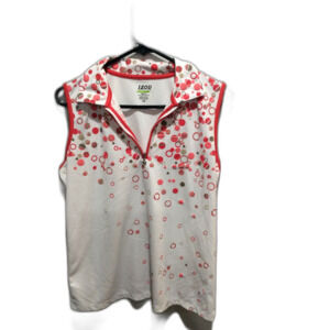IZOD perform Basix cool FX Large womens sleeveless golf shirt zip front print